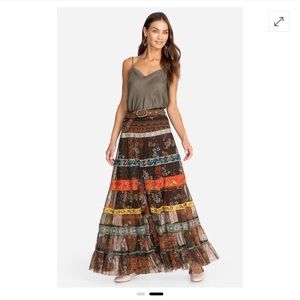 New JOHNNY WAS Wilhelma Tiered Mesh Skirt - Stripe